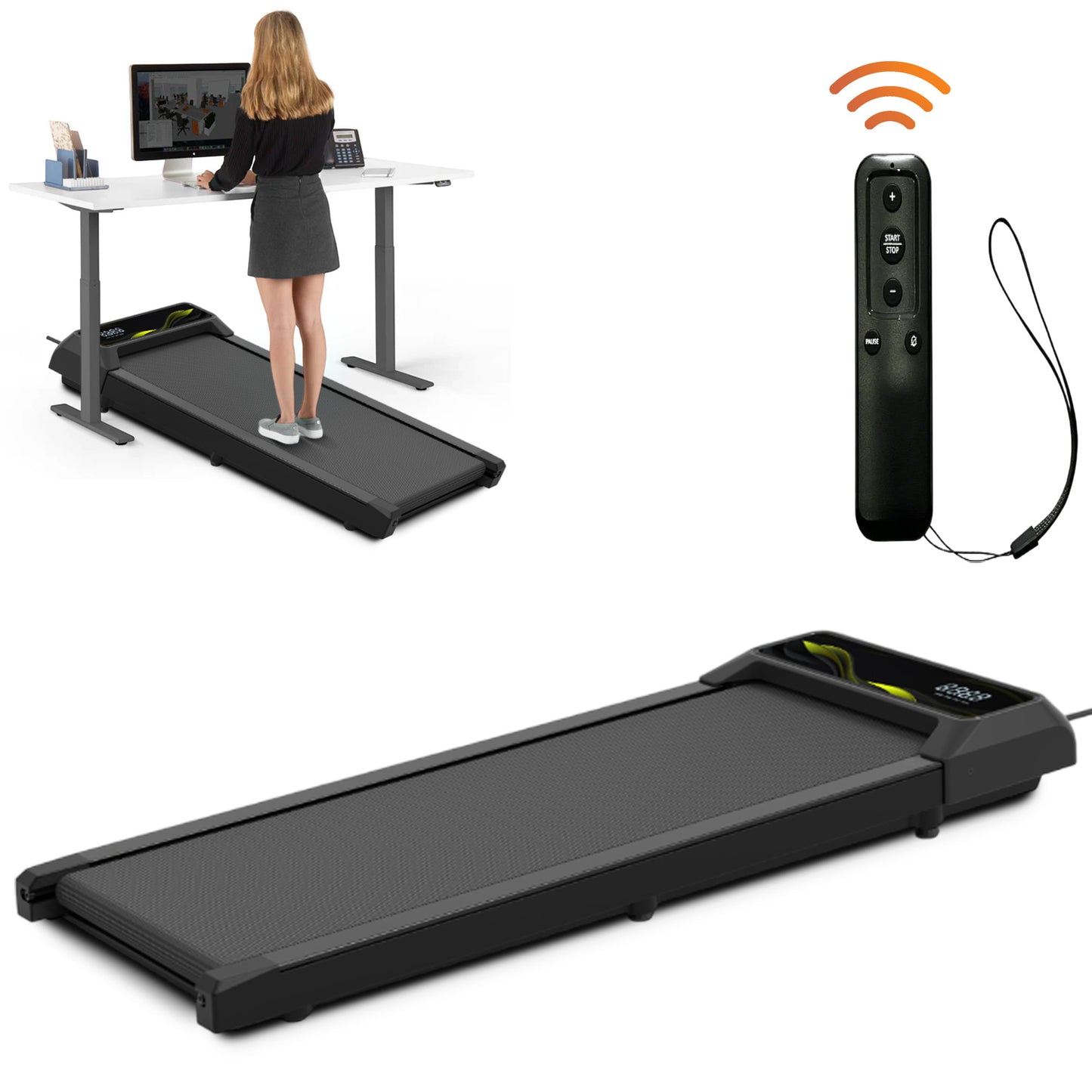 Cardio Flex 100kg Capacity Fixed Incline Walking Pad Remote Control & LED Display for Home Workouts