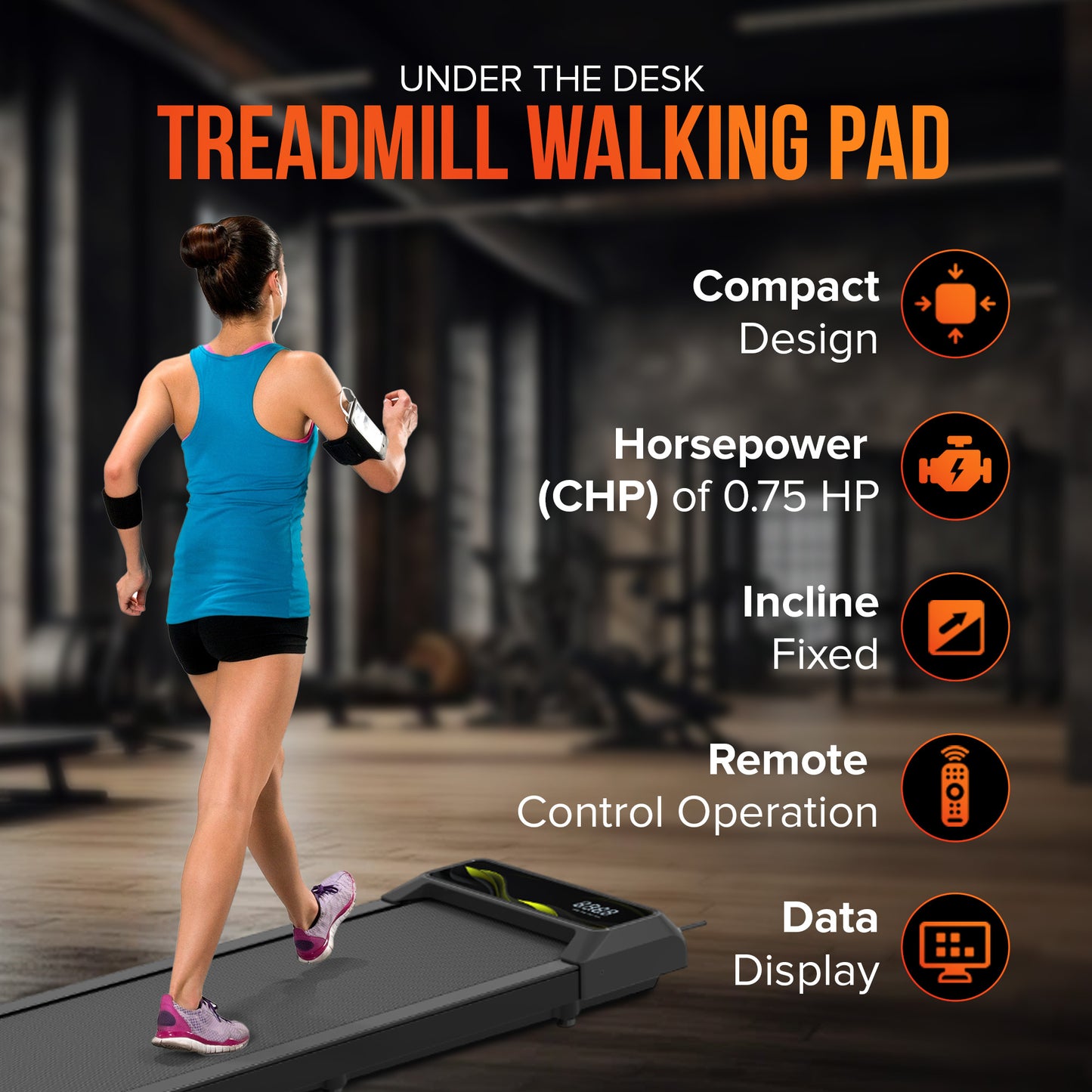 Cardio Flex 100kg Capacity Fixed Incline Walking Pad Remote Control & LED Display for Home Workouts