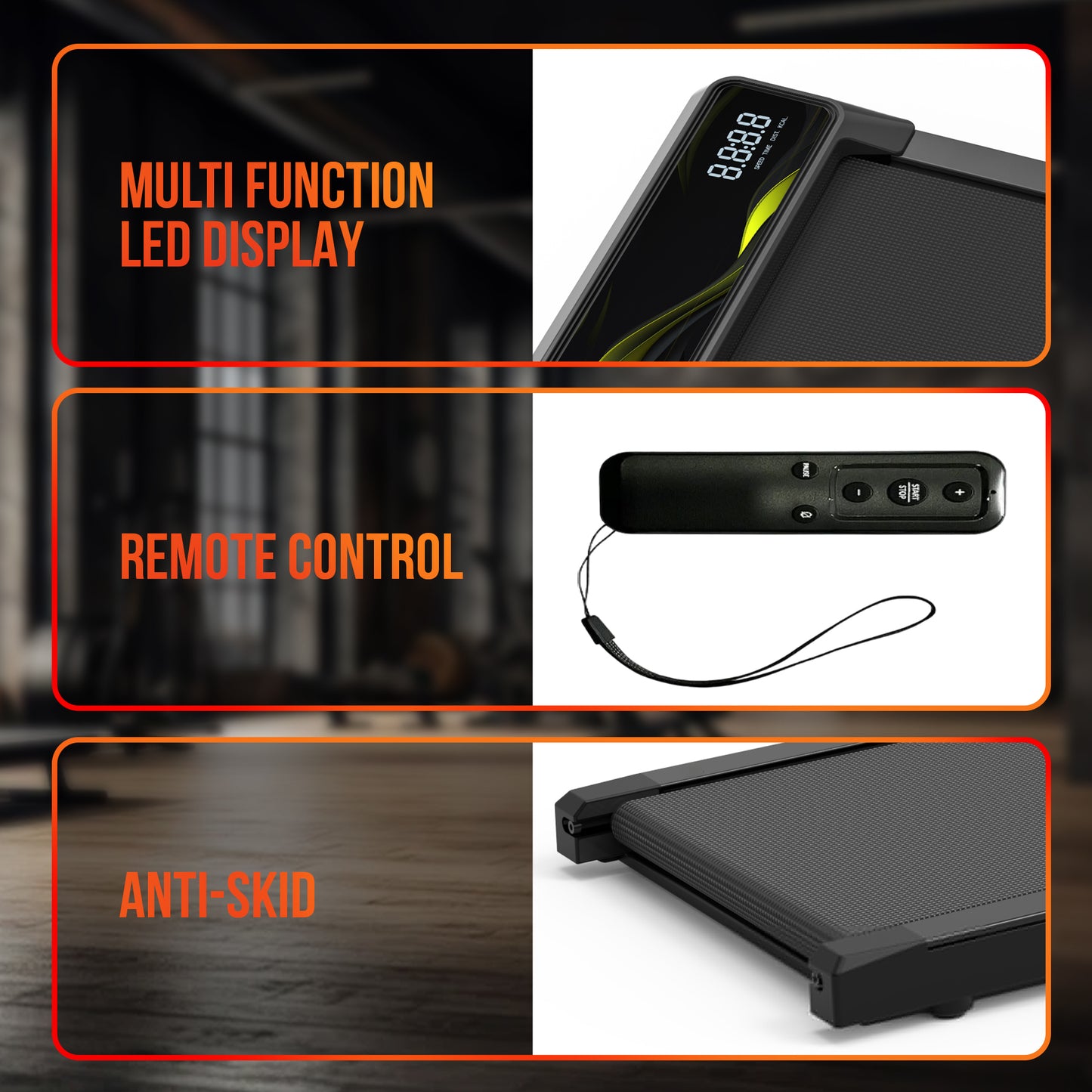 Cardio Flex 100kg Capacity Fixed Incline Walking Pad Remote Control & LED Display for Home Workouts