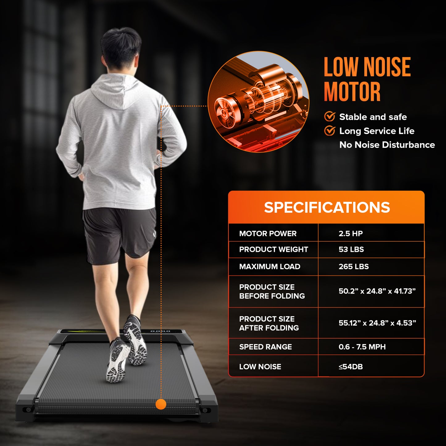 Cardio Flex 100kg Capacity Fixed Incline Walking Pad Remote Control & LED Display for Home Workouts