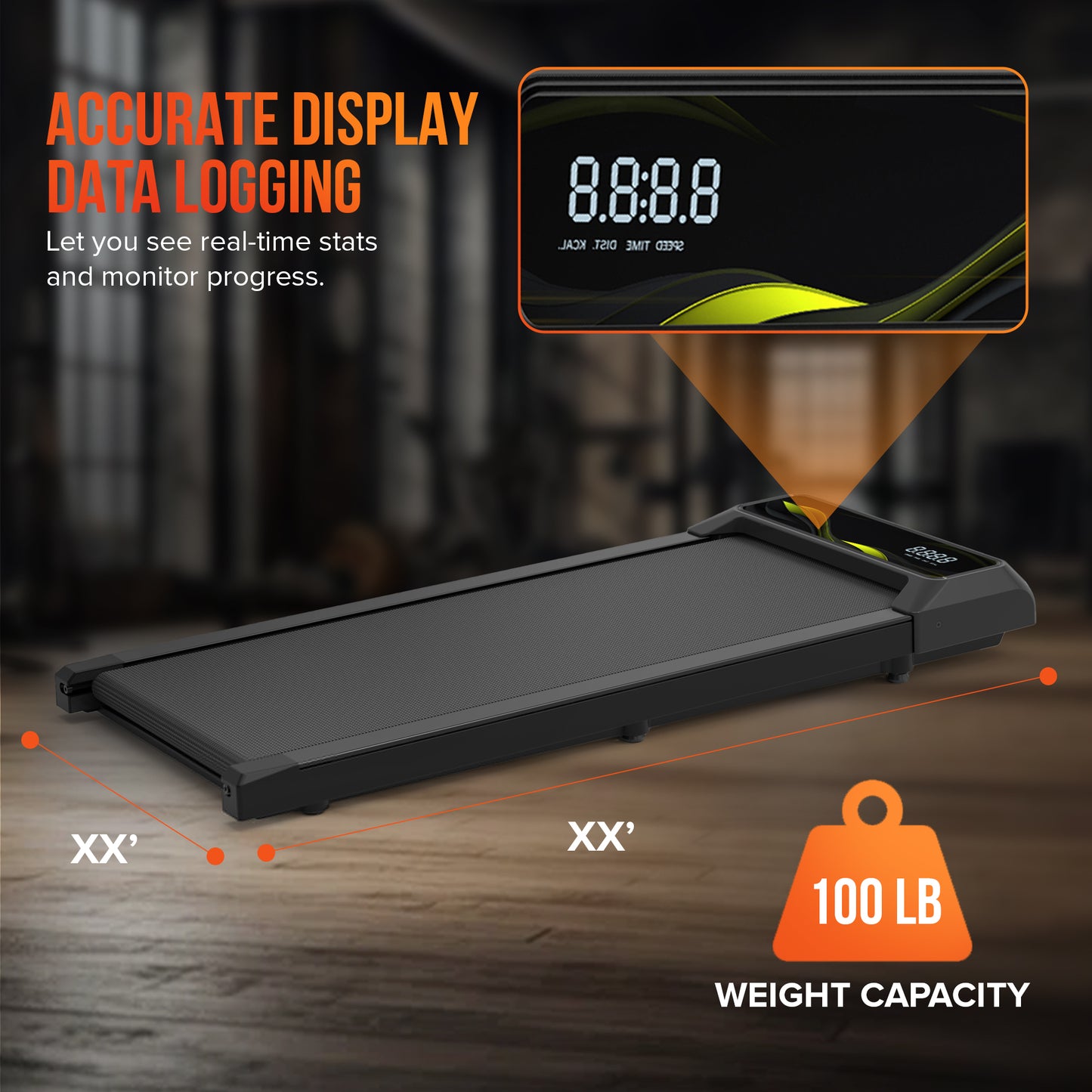 Cardio Flex 100kg Capacity Fixed Incline Walking Pad Remote Control & LED Display for Home Workouts