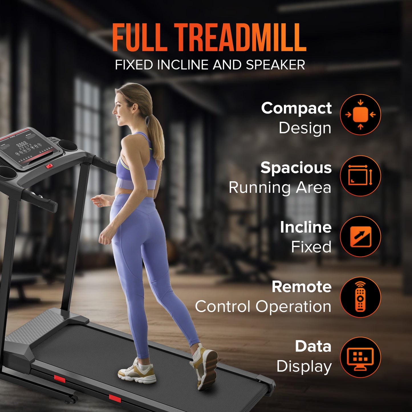 Cardio Flex Treadmill Running Machine with Fixed Incline and Speaker, Red/Black